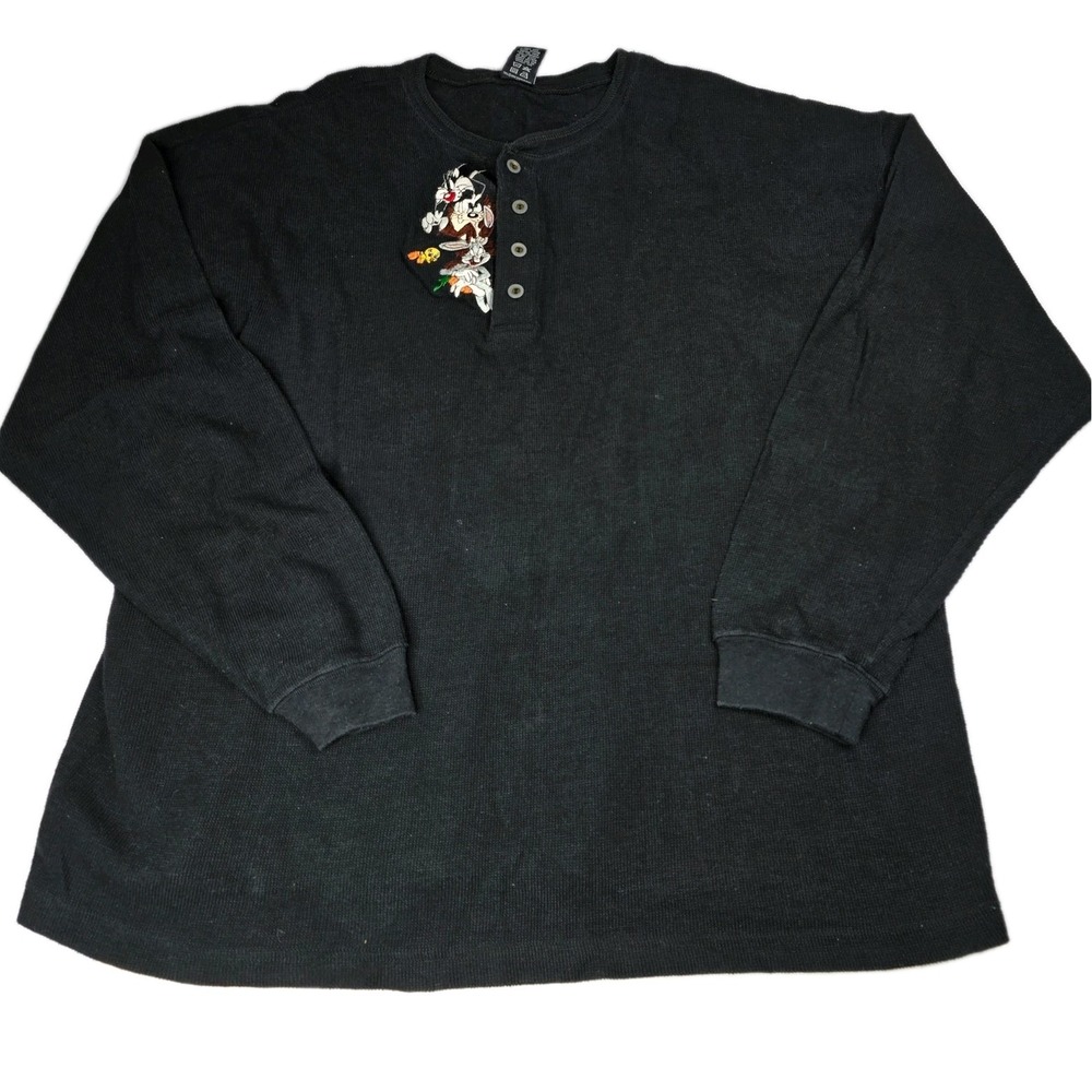 Warner Bros Studio‎ Store Looney Tunes Bugs Bunny Mens Thermal Henly Shirt Large